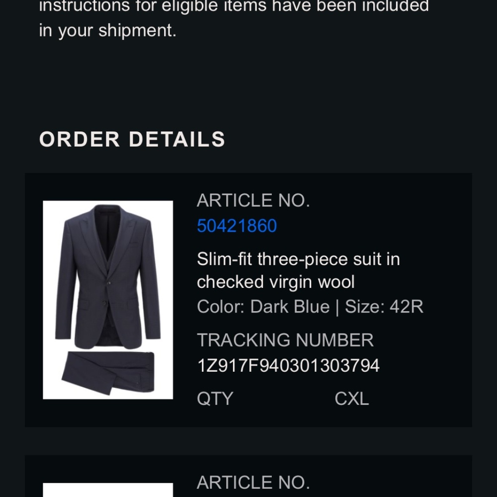 Hugo Boss Men’s 3 piece Suit Navy Blue